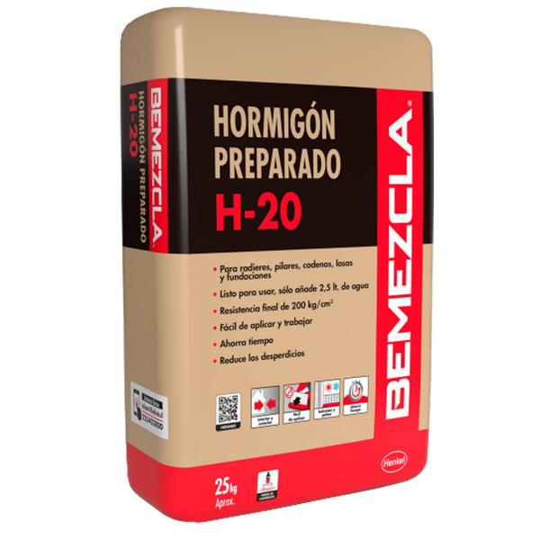 Mortero Hormigón H-20 - 25 Kg. Bemezcla